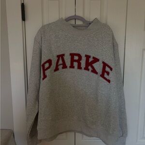 Parke VDAY Gray Sweatshirt with Red Lettering